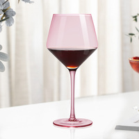 Lot de 6 verres à vin en cristal transparent sans plomb, avec pied, colorés (rose, bleu, blanc, rouge) pour mariage