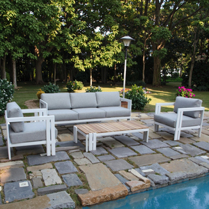 Ensemble de canapé d'extérieur moderne de haute qualité résistant aux intempéries cadre en aluminium meubles en bois pour la maison patio cour hôtel parc - Product Image 1