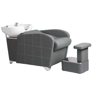 Nouveau lit de lavage capillaire exclusif pour salon de coiffure, design minimaliste, avec bac en céramique et fonction de rinçage - Product Image 5