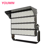 Projecteur LED POEL à mât haut 1000W pour terrains de tennis, corps en aluminium écoénergétique, montage sur poteau conique, IP66, dimmable, garantie 5 ans
