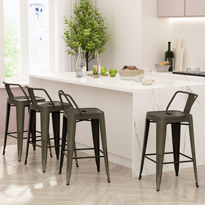 Chaises hautes de cuisine moderne <span class=keywords><strong>Tabouret</strong></span> de bar <span class=keywords><strong>Tabouret</strong></span> de bar en métal Tabourets de bar industriels blancs pour îlot de cuisine ou comptoir - Product Image 2