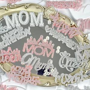 Nouvelle fête des mères feutre diamant gâteau décoration broderie strass étincelle maman je t'aime gâteau décoration fournitures gâteau Topper - Product Image 1