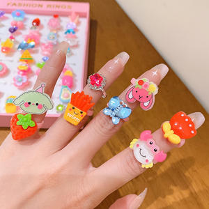 Dessin animé pour enfants Baby Princess anneaux en plastique coffret cadeau réglable pour enfants filles - Product Image 2