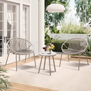 Dwoo Outdoor Garden <strong>Grey</strong> Waterproof Durable Furniture <strong>Set</strong> <strong>Bistro</strong> Table Chairs Terrace Conversation <strong>Set</strong> - Product Image 1