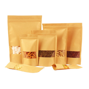 Bolsa de papel kraft colorida personalizada, bolsas de embalaje para medicina, frutos secos, pan, pastel, semillas, con ventana transparente y cremallera - Product Image 5