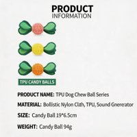 Jouet à mâcher interactif pour chien en TPU en forme de bonbon, couineur, pour le nettoyage des dents, personnalisable avec logo, vente en gros