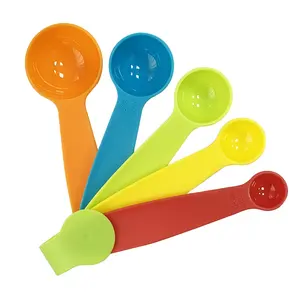 Kitchen Home Baking Scoops Plastic Baking Rainbow Color Mixed Colors Measuring Scoop Set