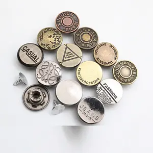 High Quality Custom Logo Embossed/Debossed Jeans Button Alloy Metal Removable Jeans Button for leather decoration