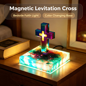 Cruz Flotante de Levitación Magnética con Luz <span class=keywords><strong>LED</strong></span>, Decoración para el Hogar, Material ABS, Luz Flotante, Regalo Personalizado para Decoración del Hogar - Product Image 1
