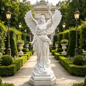 Sculpture de David en marbre blanc grandeur nature, sculpture classique en marbre sculptée à la main pour la décoration de place publique en extérieur - Product Image 2