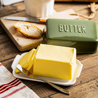 Assiette rectangulaire occidentale en céramique Boîte à fromage à dessert Conteneur Beurrier avec couvercle de couteau