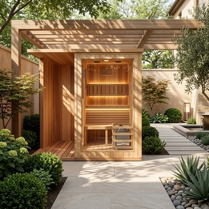 <span class=keywords><strong>Sauna</strong></span> <span class=keywords><strong>extérieur</strong></span> de style traditionnel avec douche, en <span class=keywords><strong>bois</strong></span> massif naturel, avec système de chauffage rapide pour les loisirs en jardin - Product Image 2