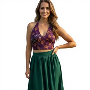 New Fashion Knitted Cotton Fabric Bohemian <b>Tops</b> Ladies Sexy Multi-Color V-neck Anti-shrink Tank Sleeve Short Length Hollow Hole - Product Image 1