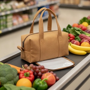 Sac de courses isotherme en papier kraft lavable, doublure TPU, aspect cuir, vegan, logo personnalisé, sac de supermarché - Product Image 3