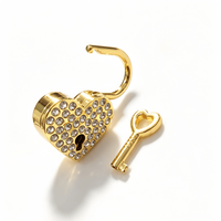 Cadenas en métal en forme de cœur à prix de gros pour coffrets cadeaux de la Saint-Valentin, petite boîte à bijoux en bois dorée avec clé pour mariage