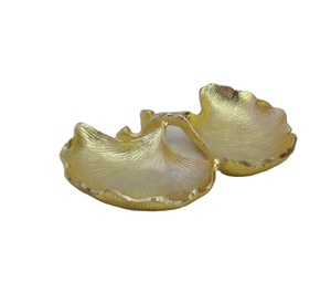 Plat de serveur, assiette à fruits, en aluminium plaqué or, Design feuille Antique de luxe moderne, vaisselle de fruits en métal - Product Image 5