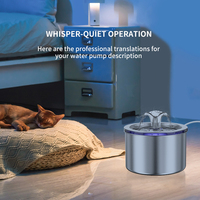 Fontaine à eau pour animaux de compagnie 2026 en acier inoxydable 304 écologique avec système de filtration de sécurité 2,2 L pour chiens et chats, facile à nettoyer