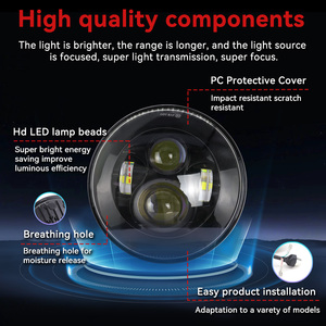 Faros Delanteros Sellados JHS para Motocicleta Todoterreno, Proyector LED Redondo de 7 Pulgadas para Jeep Wrangler Harley Davidson H6024 - Product Image 4