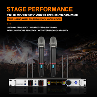 Système de microphone sans fil UHF professionnel Aidi Ture Diversity, micro à condensateur cardioïde, portatif, avec fonction de silence automatique, pour événements scéniques, en métal