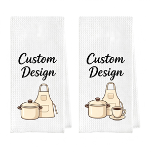 Serviettes de cuisine en microfibre douce à motif gaufré, fourniture directe usine, impression de logo personnalisé, chiffon de nettoyage absorbant, design sur mesure - Product Image 2
