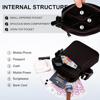 (Tas Selempang Pria Besar), Tas Selempang Kecil Kulit Asli untuk Kerja, Bisnis, dan Perjalanan, Tas Samping Hitam