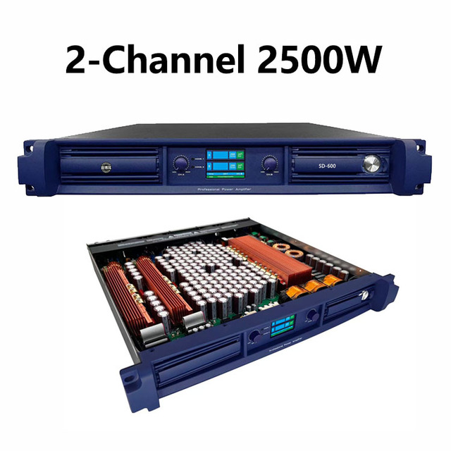 Aluminum Digital Professional 2-Channel 2500W Class D GaN Power Amplifier 8 Ohm Hi-Res Audio Stereo Speakers