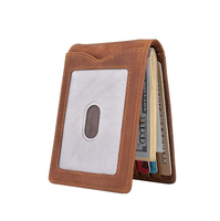 Dompet Pria Tipis Saku Depan Anti RFID Tempat Kartu Minimalis Mini Bifold Penjepit Uang Dompet Kulit