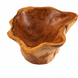 Bol en bois de teck massif, fait main, écologique, durable, design Wabi-Sabi, huilé de qualité alimentaire, pour la décoration de la maison et la vaisselle - Product Image 1