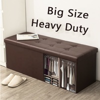 Banc-Coffre de Rangement Pliant en Cuir, Repose-Pieds de Luxe Rembourré pour Salon, Chambre ou Couloir