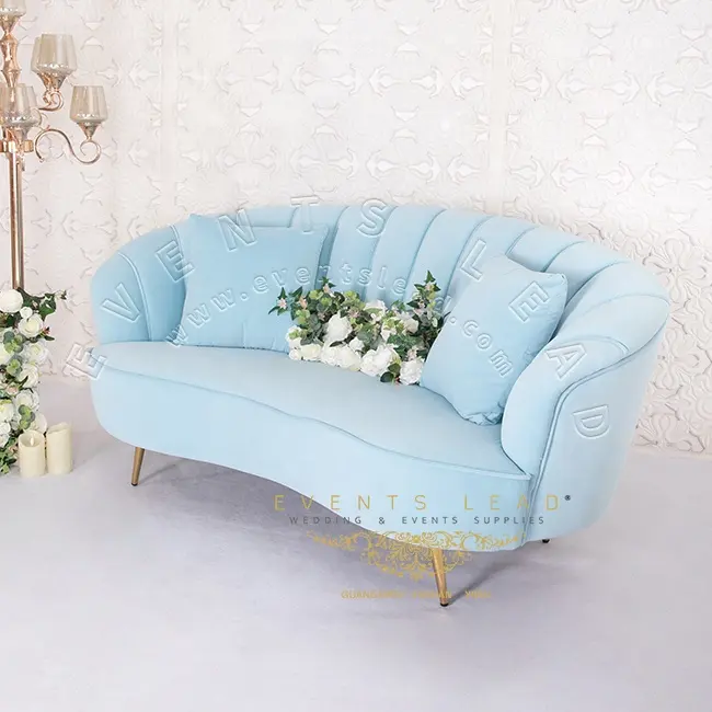 Bebek mavi kadife rahat yeni tasarım iki kişilik Modern mobilya kanepe