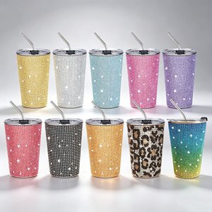 Vaso de acero inoxidable de una sola capa con diamantes de imitación brillantes, 17 oz, portátil, para beber, para uso diario, fiestas, bares, regalo de moda. - Product Image 1