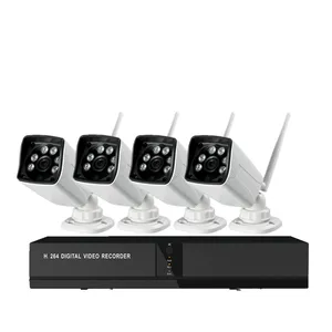 Cámara CCTV de 4 canales, sistema inteligente, impermeable, WiFi, Poe, Nvr, Kit de cámara Ip inalámbrica, WiFi