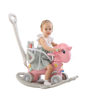 Porteur musical rotatif pour tout-petits, <span class=keywords><strong>cheval</strong></span> <span class=keywords><strong>à</strong></span> <span class=keywords><strong>bascule</strong></span> en plastique avec roues, jouet pratique pour les jeunes enfants - Product Image 1