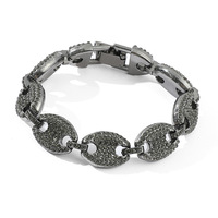 Collier chaîne à maillons en forme de grains de café noirs NL2047, collier cubain personnalisé avec diamants, bijoux hip-hop, collier ras du cou pour hommes