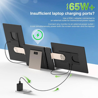 Monitor portátil triple Plug-and-Play USB de 16 pulgadas Pantalla de extensión transparente de cristal dual IPS para programación de codificación de juegos para computadora portátil