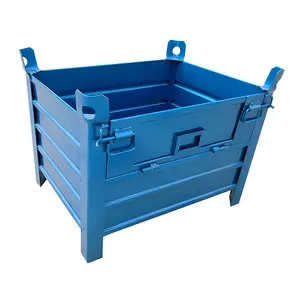 Bacs en vrac en acier robustes personnalisés boîte de stockage industrielle conteneurs en métal pour l'entrepôt de stockage échelle-Cache d'empilage