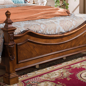 Классическая роскошная мебель для спальни однотонная деревянная кровать 1,8 и 2 метра натуральная кожа мебель для спальни гостиничный набор для спальни - Product Image 3