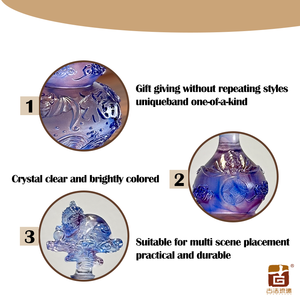 भाग्यशाली रत्न मूर्तिकला पांच आशीर्वाद डिजाइन लिली क्रिस्टल के साथ फ्यू क्रिस्टल - Product Image 3