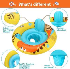 Flotador Inflable de PVC para Niños con Diseño de Dinosaurio Amarillo y Toldo Removible - Product Image 4