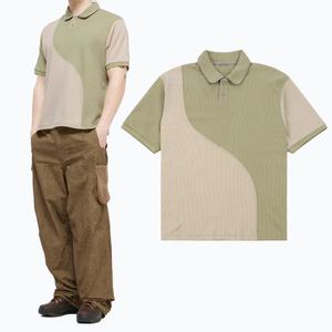 Chemises polo en coton doux à manches courtes pour hommes, avec logo personnalisé, style décontracté, tricot thermique gaufré, chemises polo à panneaux ondulés - Product Image 1