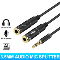 Doonjery — câble de séparation de casque Audio stéréo, Jack 3.5mm, 1 mâle à 2 femelles, adaptateur séparateur de casque d'écoute, microphone