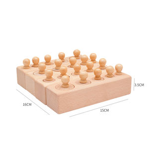 Vente en gros de blocs de douilles en bois colorés créatifs DIY éducatif Saisir Cylindre Jouet Ensembles de cubes de construction modernes - Product Image 3