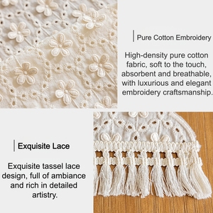 Nappes <span class=keywords><strong>de</strong></span> <span class=keywords><strong>table</strong></span> en coton tissé <span class=keywords><strong>de</strong></span> 13 x 106 pouces, <span class=keywords><strong>dentelle</strong></span> crochetée bohème, chemins <span class=keywords><strong>de</strong></span> <span class=keywords><strong>table</strong></span> avec pompons pour <span class=keywords><strong>table</strong></span> à manger à domicile - Product Image 6