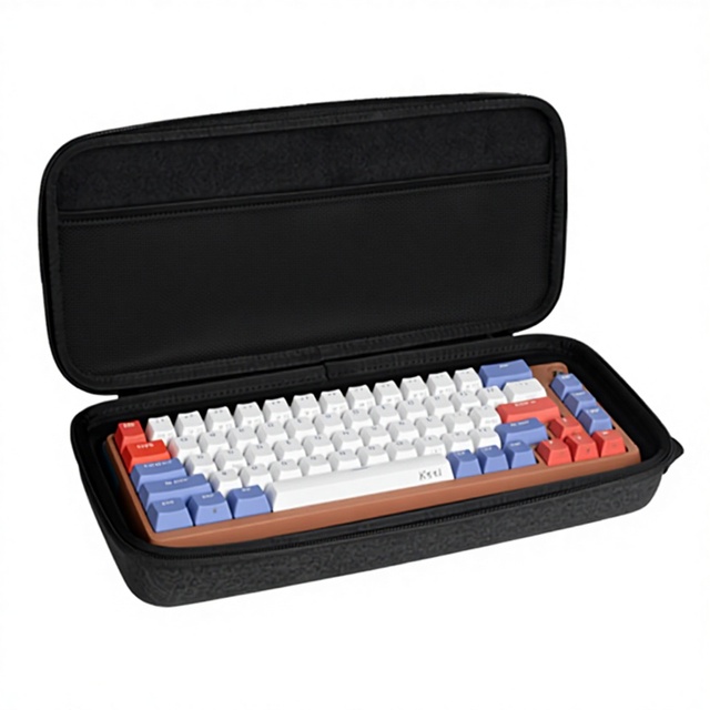 Remayer Black 7 Inch EVA Customizable Waterproof Shockproof Mechanical Keyboard Carrying Case Hard Shell Storage Bag Travel