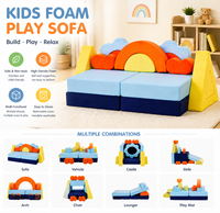 Canapé modulaire en mousse pour enfants, 184 cm, grand mobilier de jeu doux avec housse amovible et lavable, décoration créative pour salle de jeux