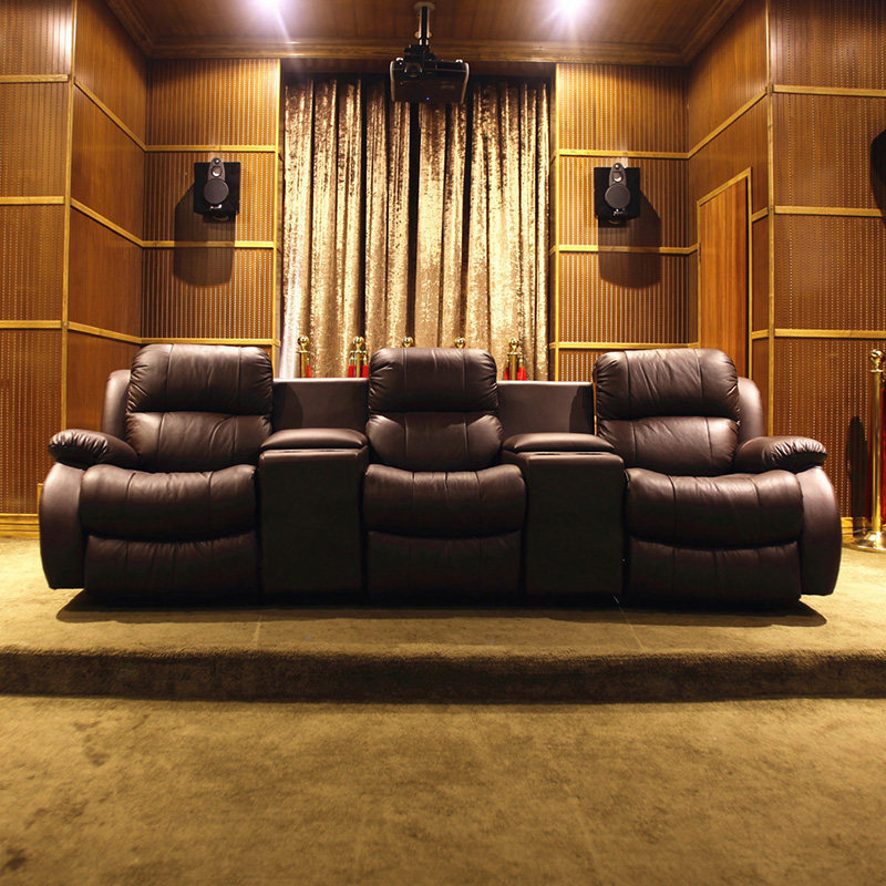 Modern Leather Home Theater Sofa for