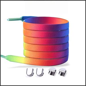 Lacets élastiques à boucle métallique sans nœud, dégradé de couleurs, plats et colorés, pour baskets adultes et enfants, ajustement rapide - Product Image 6