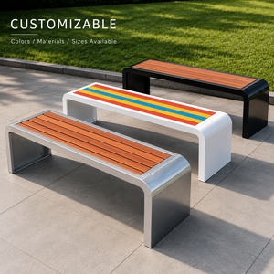 <span class=keywords><strong>Banc</strong></span> <span class=keywords><strong>de</strong></span> parc en WPC à structure métallique épaissie en forme <span class=keywords><strong>de</strong></span> U pour extérieur, sans dossier, pour <span class=keywords><strong>jardin</strong></span> public, patio, <span class=keywords><strong>banc</strong></span> long en <span class=keywords><strong>composite</strong></span> bois-plastique - Product Image 1