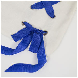 กระเป๋าถือผ้าใบสีขาวกระเป๋าซิปตกแต่งสีฟ้ากระเป๋าสไตล์สร้างสรรค์ - Product Image 5