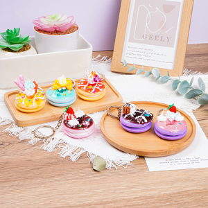 Custom DIY Plastic Keychains Simulation Donut Funny Gift Customized 3D Keychain Simulation Donut Fake Dessert Keyring - Product Image 5